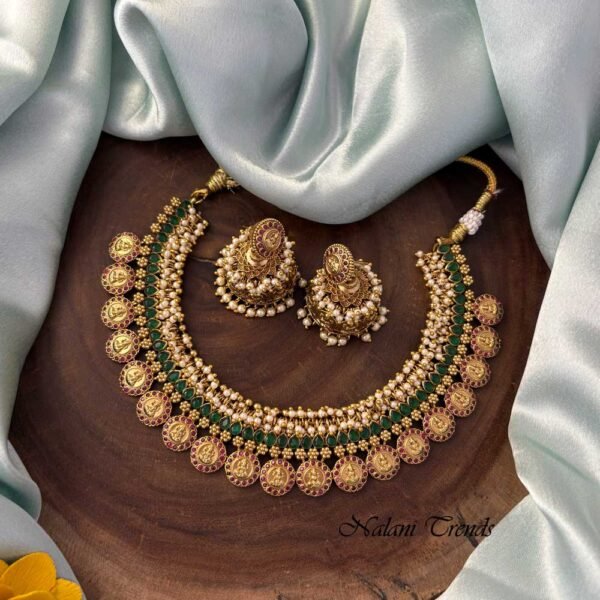 Premium grand traditional neckwear with pearls and big alluring jhumkas